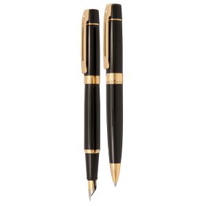 ست هدیه خودنویس و خودکار شیفر Sheaffer مدل 300 (مشکی لاکی گیره زرد)