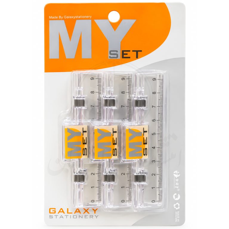 پک 3 عددی خط‌کش نشانگر کتاب گلگسی Galaxy مدل MY SET با گیره نگهدارنده